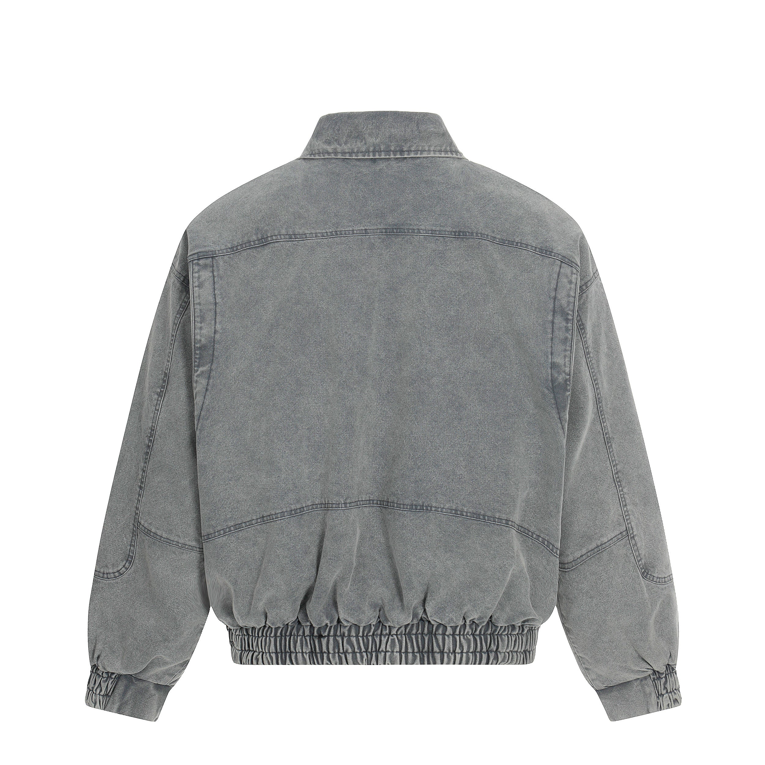 Omirad Washed Utility Bomber Jacket | Grey Denim Streetwear