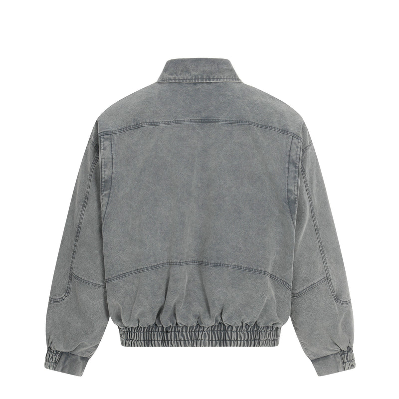Omirad Washed Utility Bomber Jacket | Grey Denim Streetwear
