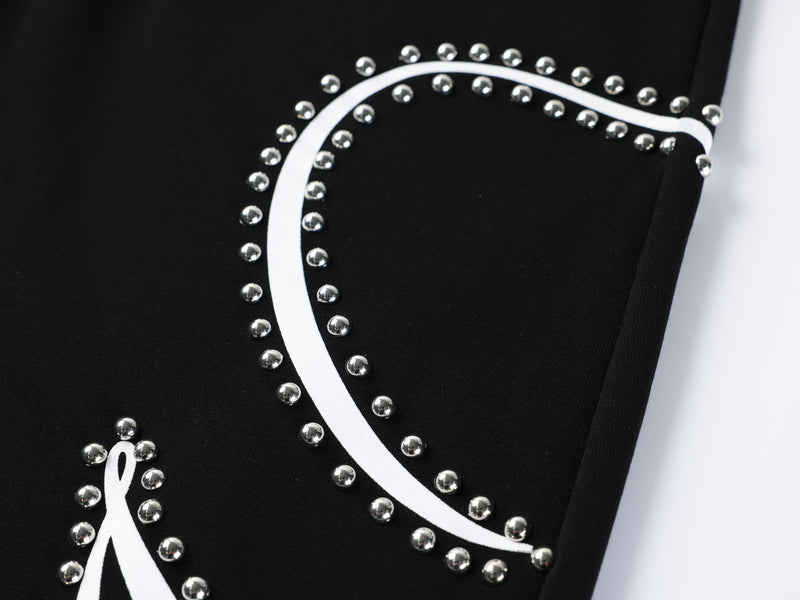 Omirad Studded Script Sweatpants | Wide-Leg Streetwear