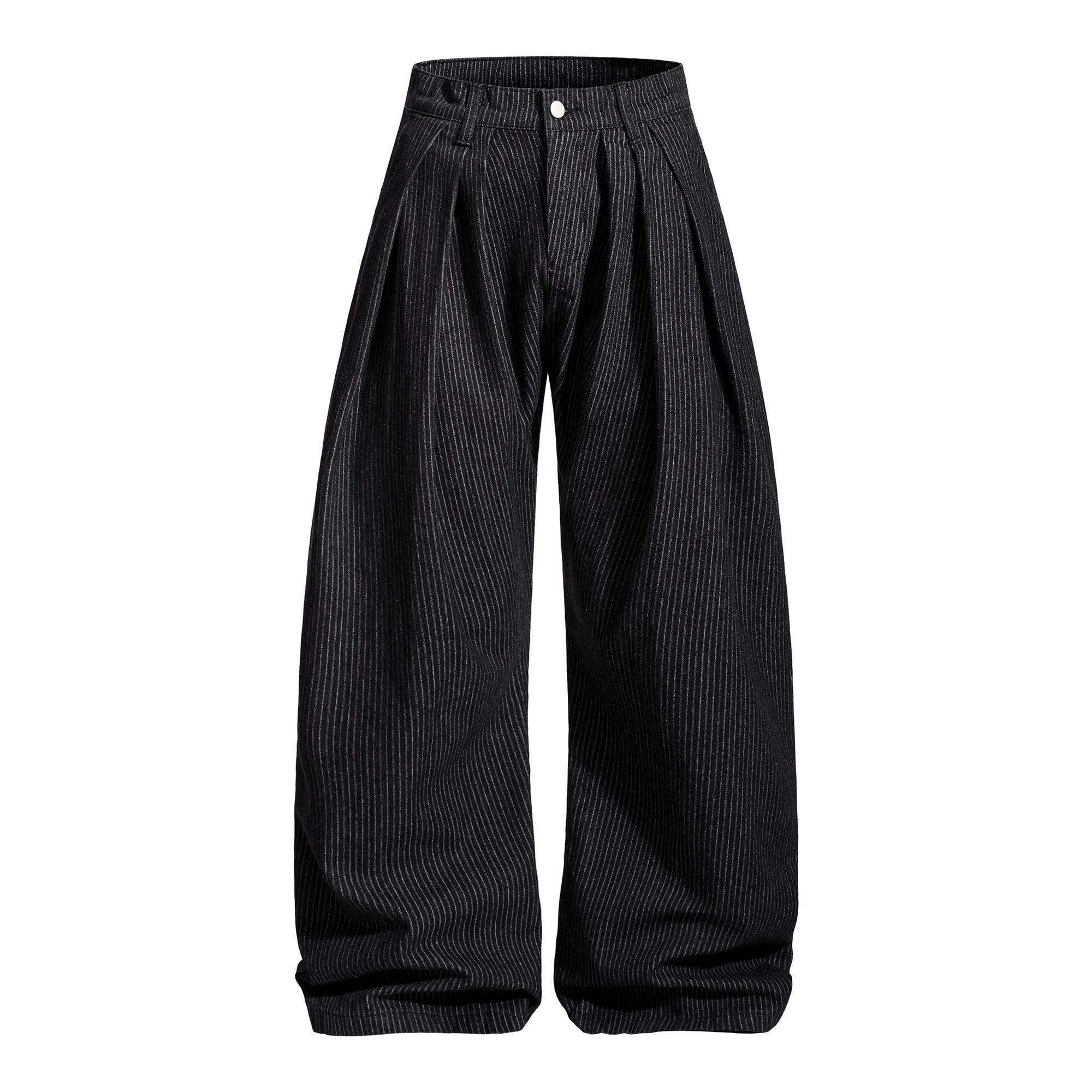 Omirad Pinstripe Barrel Trousers | Wide-Leg Pleated Pants