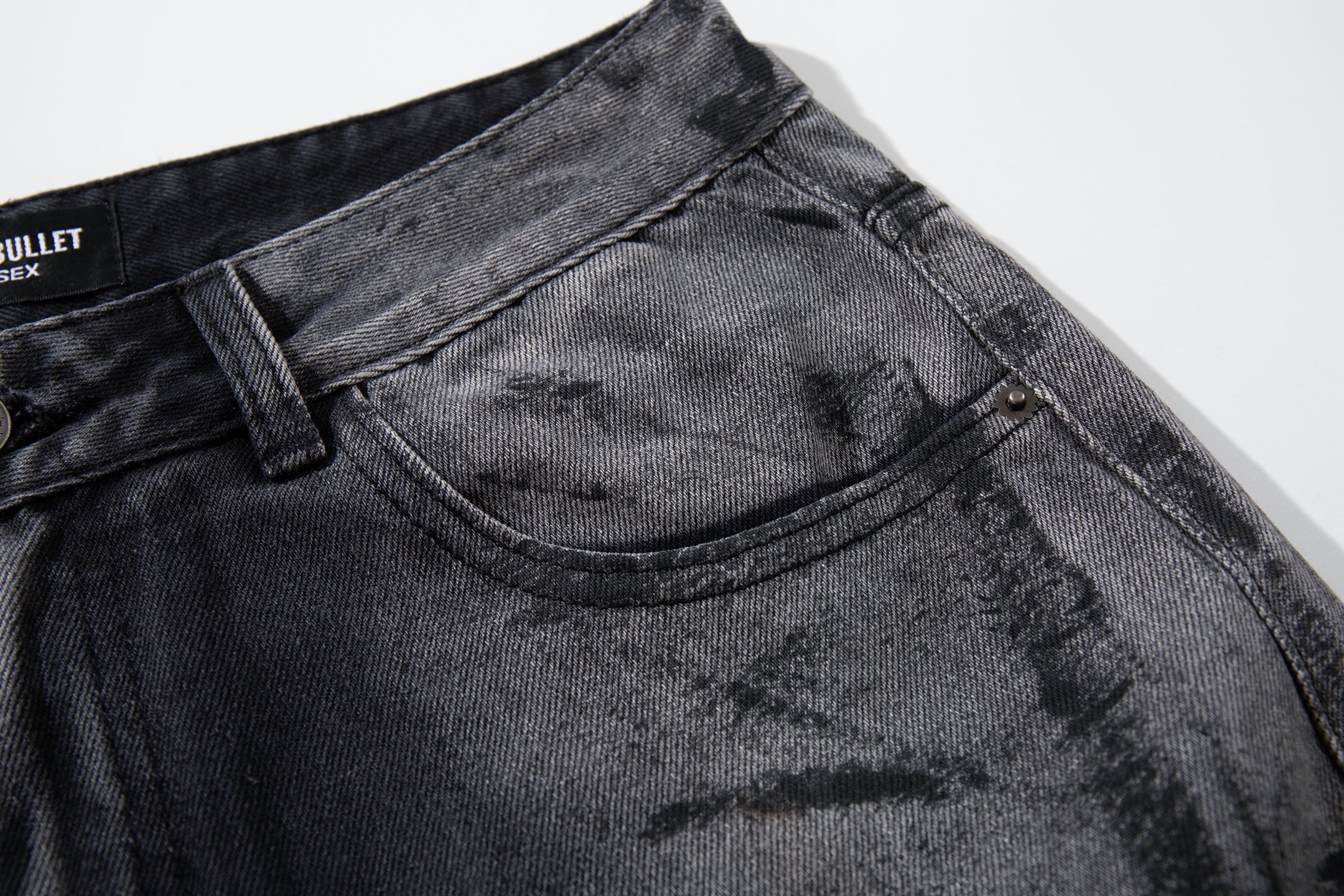 Omirad Smoke-Texture Wide-Leg Jeans | Dark Washed Denim