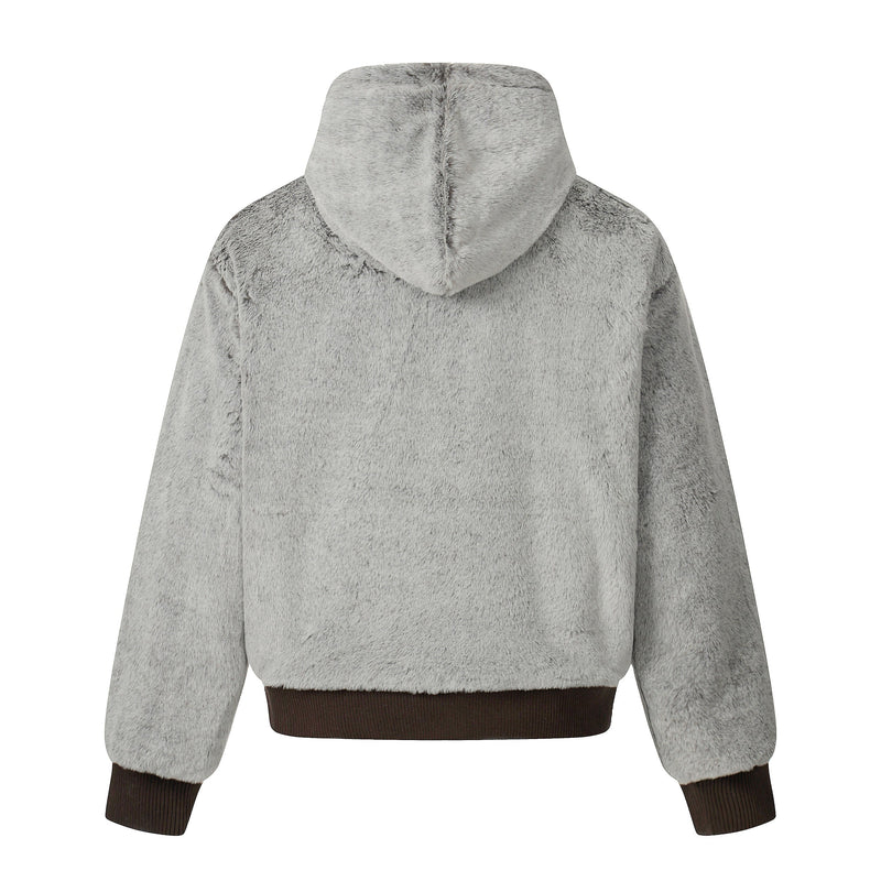 Wool Blend Fleece Hooded Bomber Jacket | Omirad