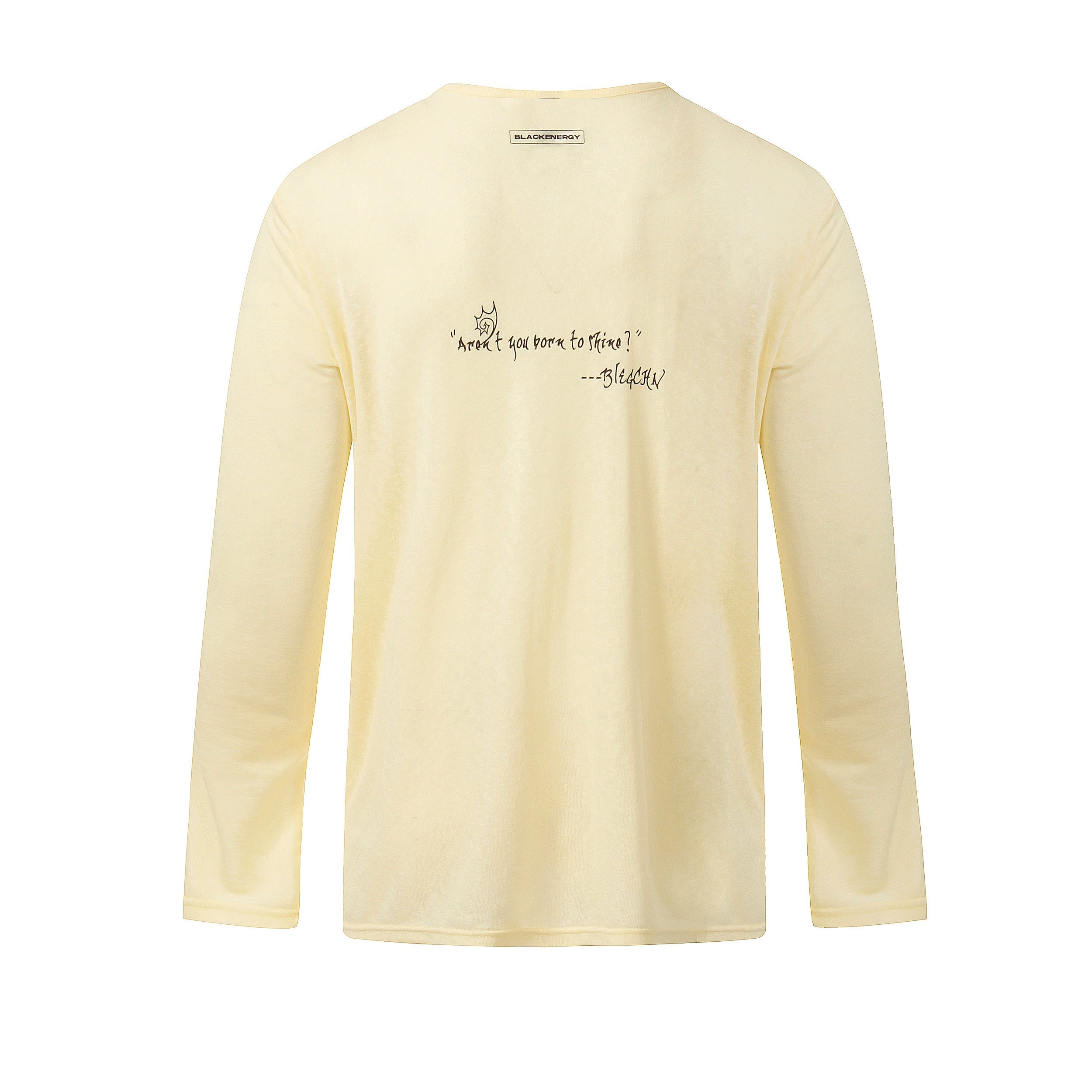 Graphic Long Sleeve Henley Tee | Faded Print Cotton Shirt