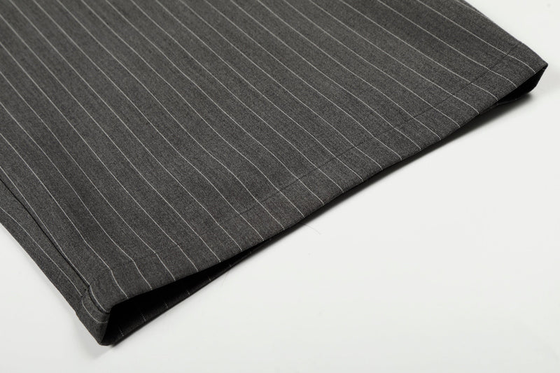 Omirad Pinstripe Wide-Leg Trousers | Grey Tailored Pants