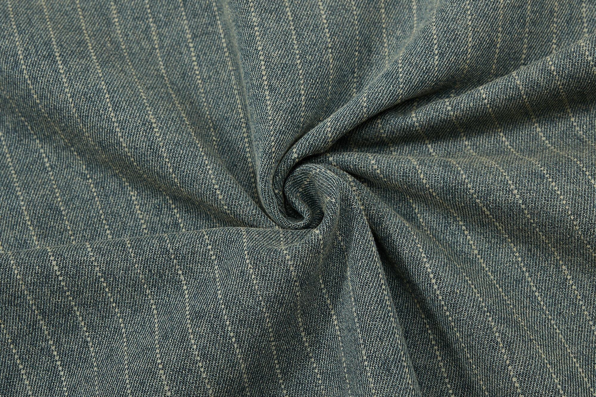 Vintage Pinstripe Denim Sport Tee | Embroidered Streetwear