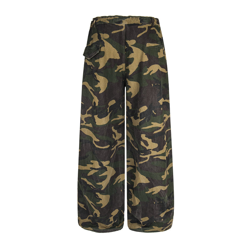 Omirad Camo Wide-Leg Cotton Pants | Military Streetwear