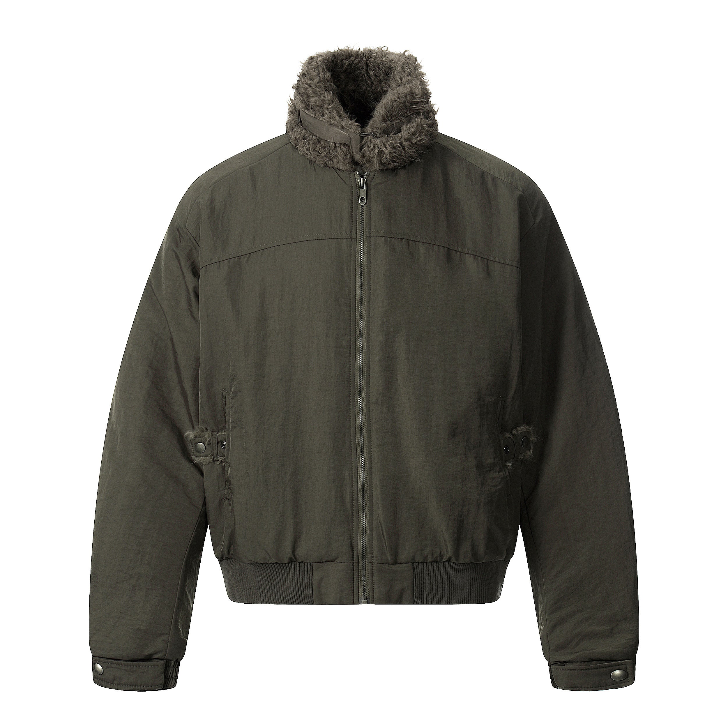 Faux Fur Collar Bomber Jacket | Military Streetwear