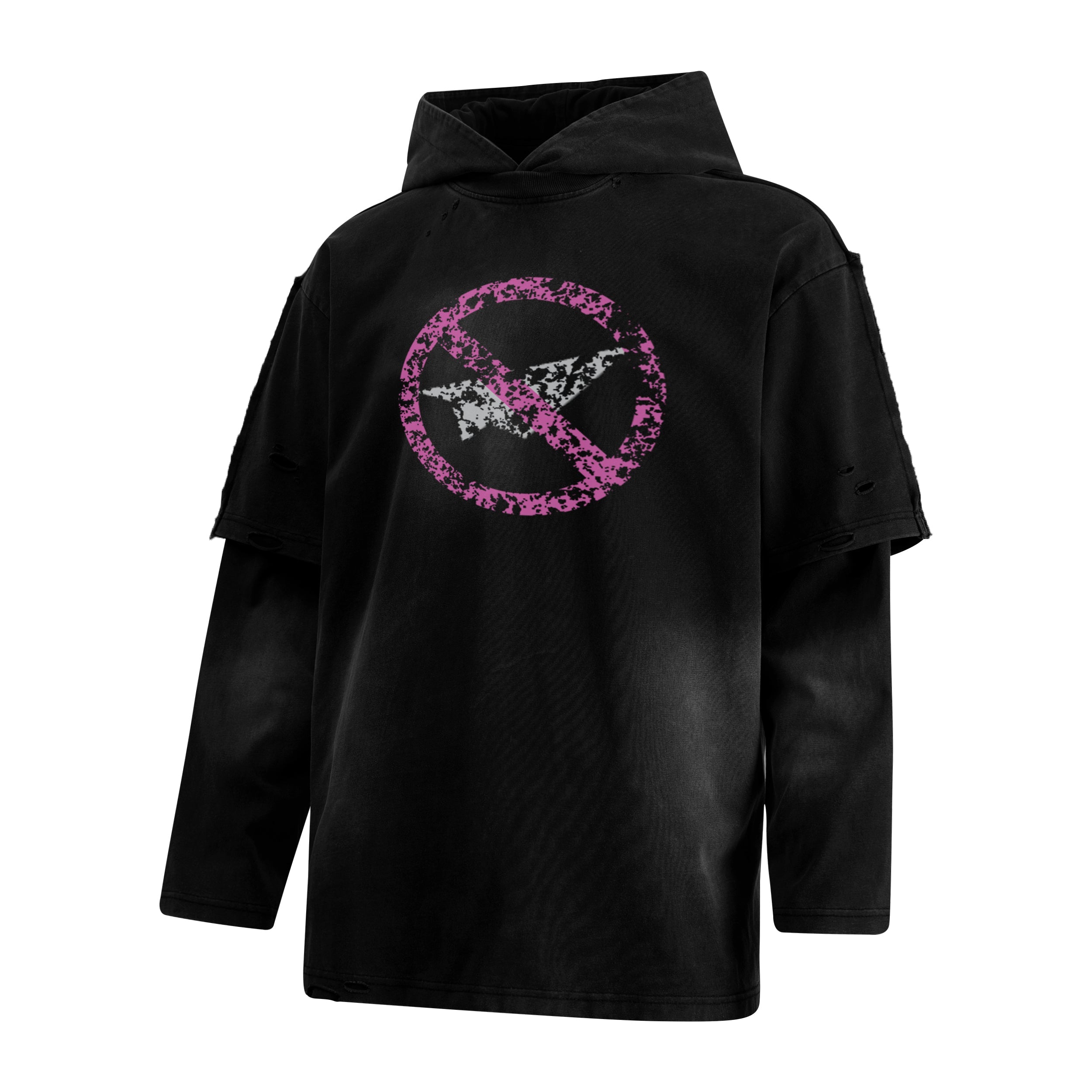 Omirad Destroyed Layered Graphic Hoodie Tee | Streetwear