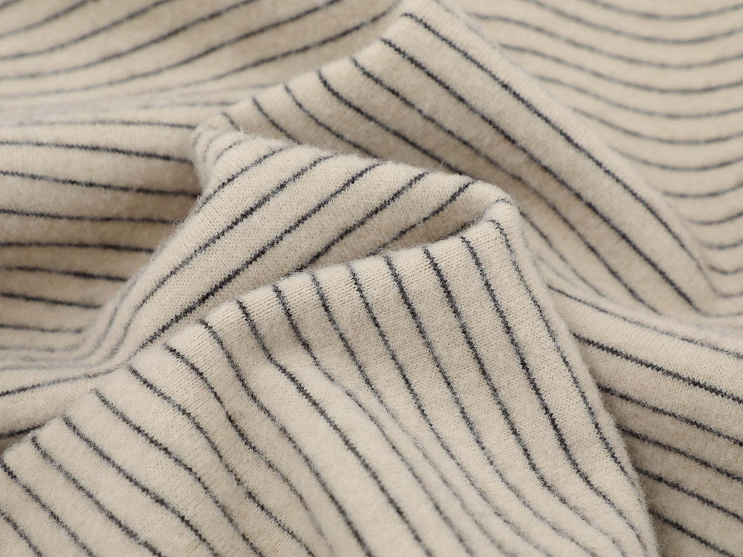 Striped Knit Zip Hoodie with Faux Fur Hood Trim