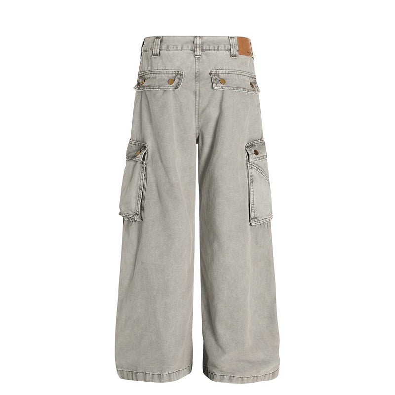 Omirad Vintage Washed Cargo Wide-Leg Pants | 100% Cotton