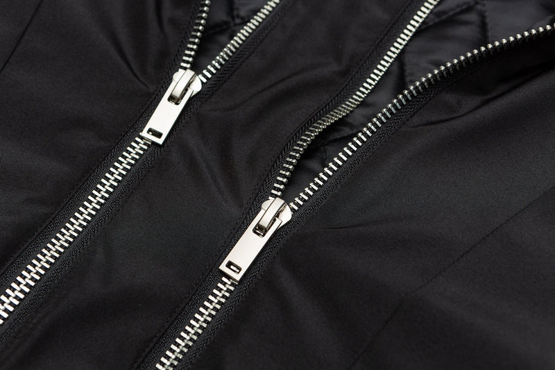 Omirad Dual-Zip Hooded Tech Puffer Jacket | Black Oversized