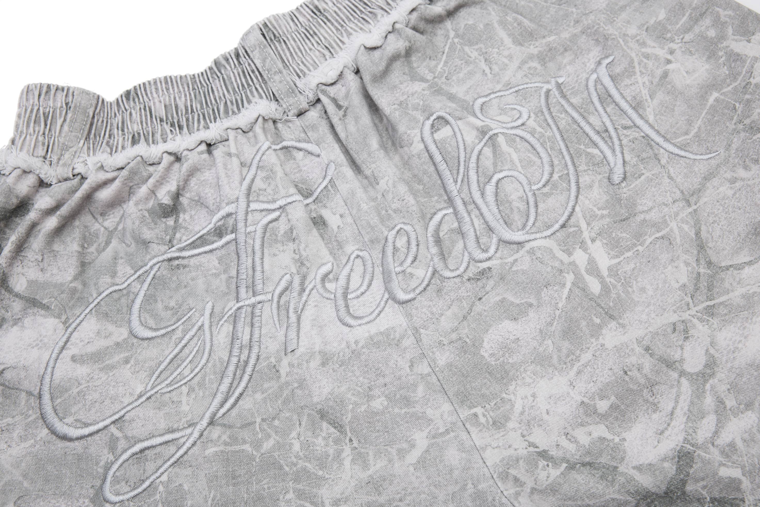 Washed Marble Wide-Leg Baggy Pants | Streetwear Denim