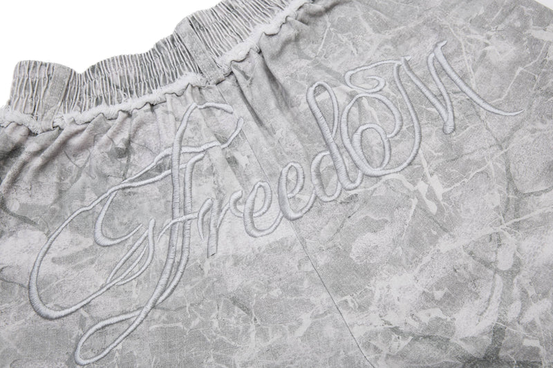 Washed Marble Wide-Leg Baggy Pants | Streetwear Denim