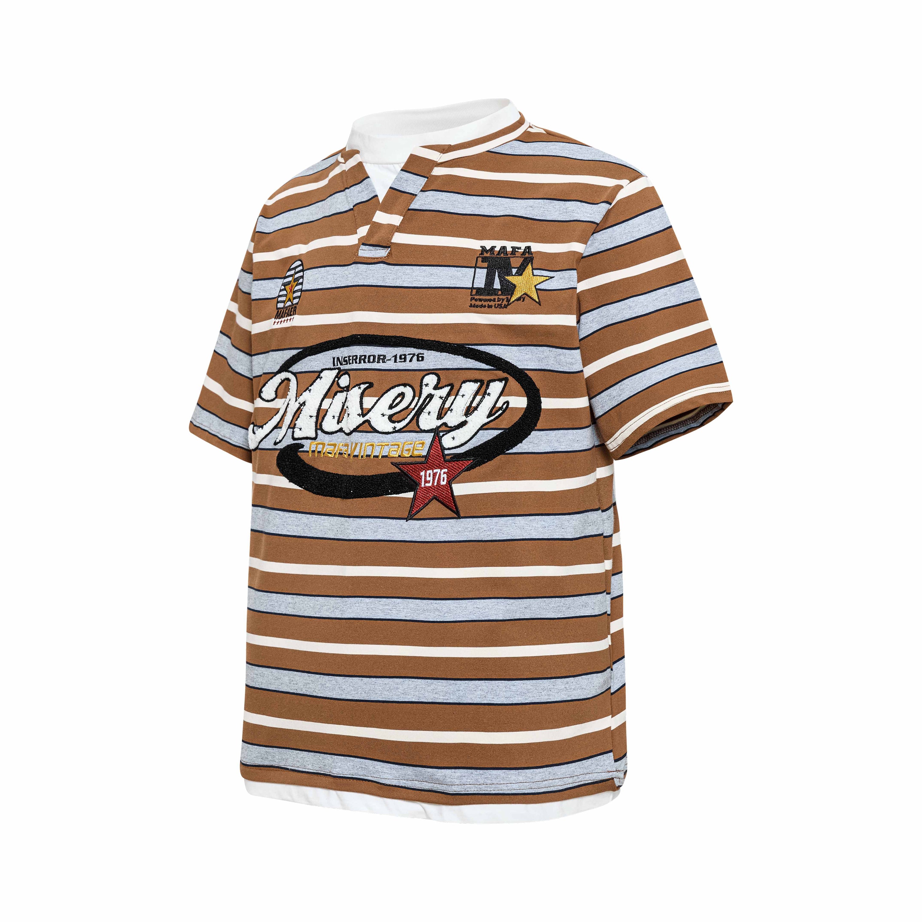 Vintage Striped Varsity Tee | Embroidered Y2K Streetwear