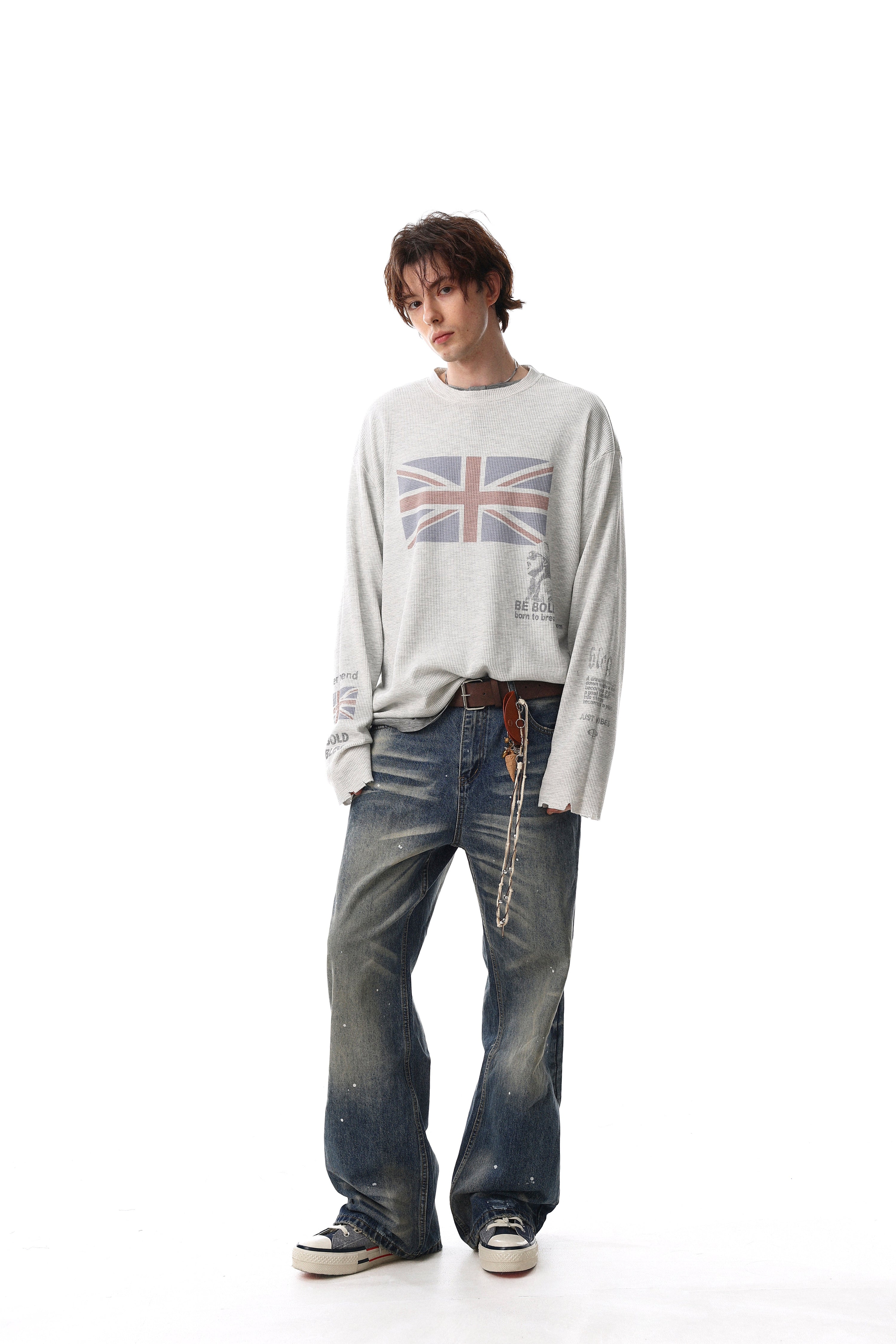 Omirad Union Flag Graphic Long Sleeve Tee | Streetwear Cotton