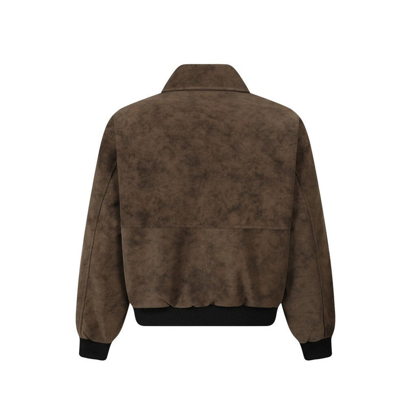 Omirad Vintage Suede Texture Bomber Jacket | Retro Workwear