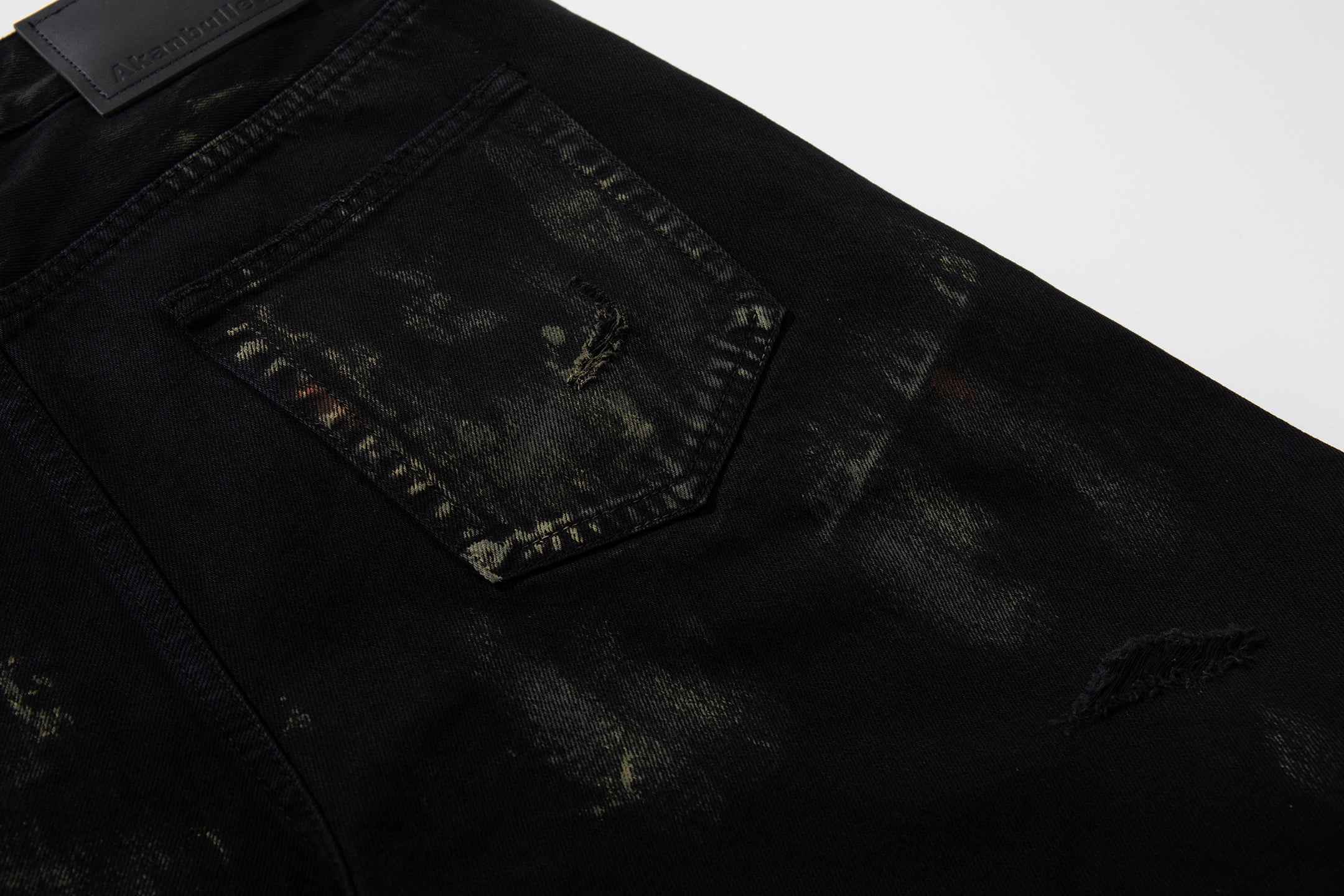 Omirad Paint-Wash Destroyed Wide-Leg Jeans | Black Denim