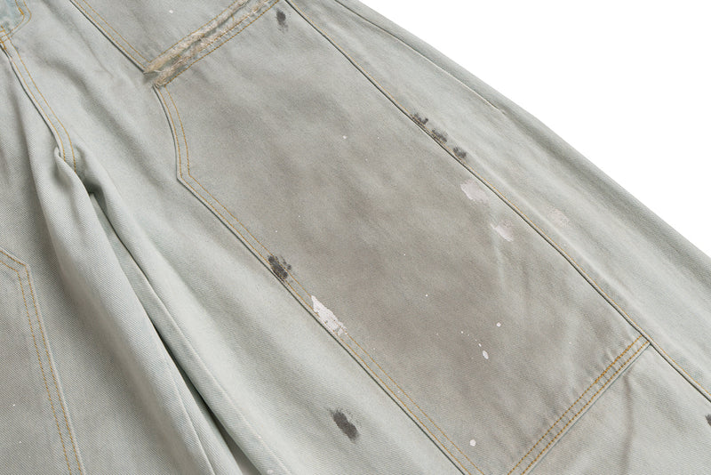 Omirad Distressed Painter-Wash Wide-Leg Jeans | 100% Cotton