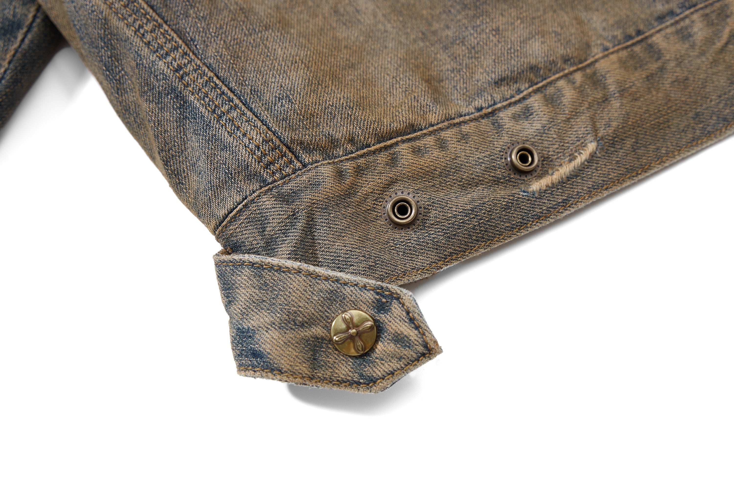 Omirad Vintage Distressed Denim Jacket | Washed Cropped Fit