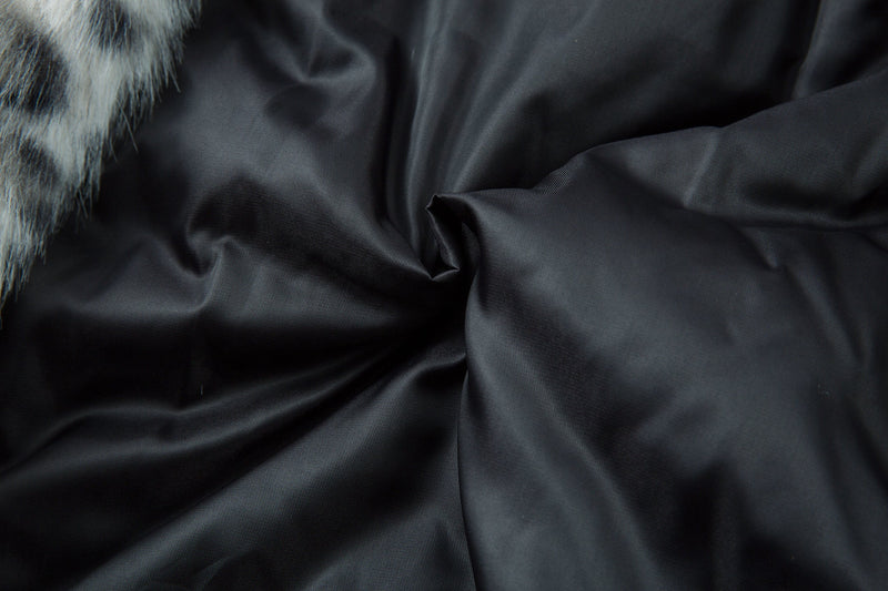 Racing Patch Faux Fur Hood Jacket | Color-Block Nylon