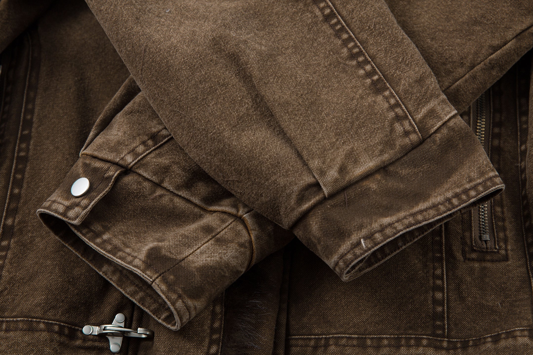 Fur-Lined Toggle Jacket | Vintage Washed Streetwear Coat