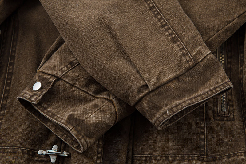 Fur-Lined Toggle Jacket | Vintage Washed Streetwear Coat