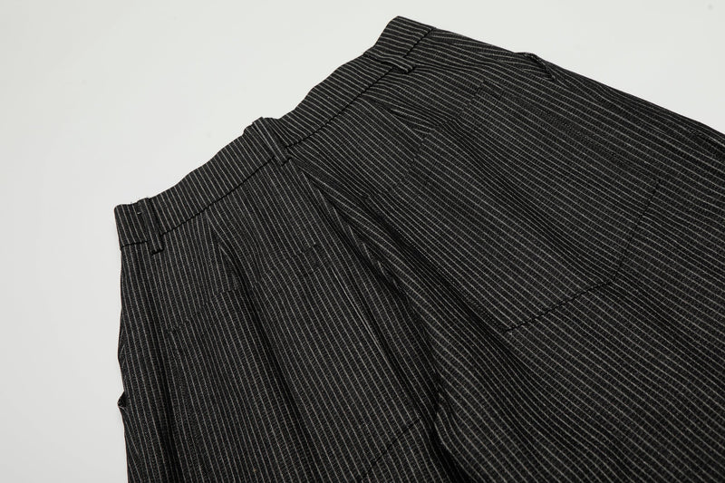Pinstripe Wide-Leg Pleated Trousers | Relaxed Tailored Fit