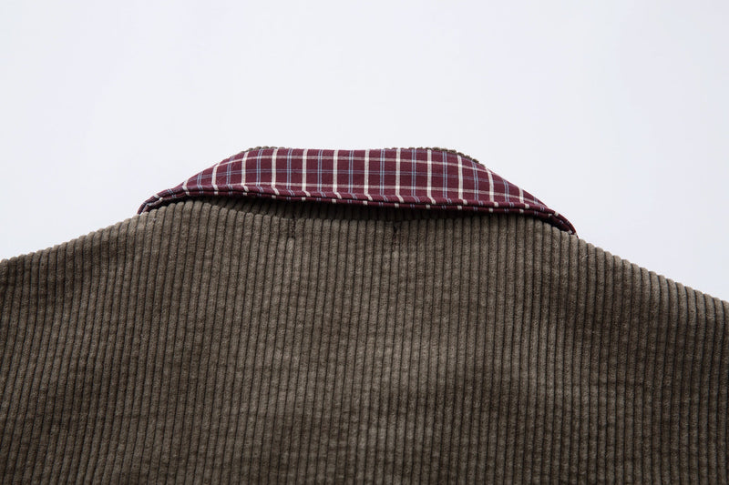 Corduroy Plaid-Lined Zip Jacket | Vintage Streetwear