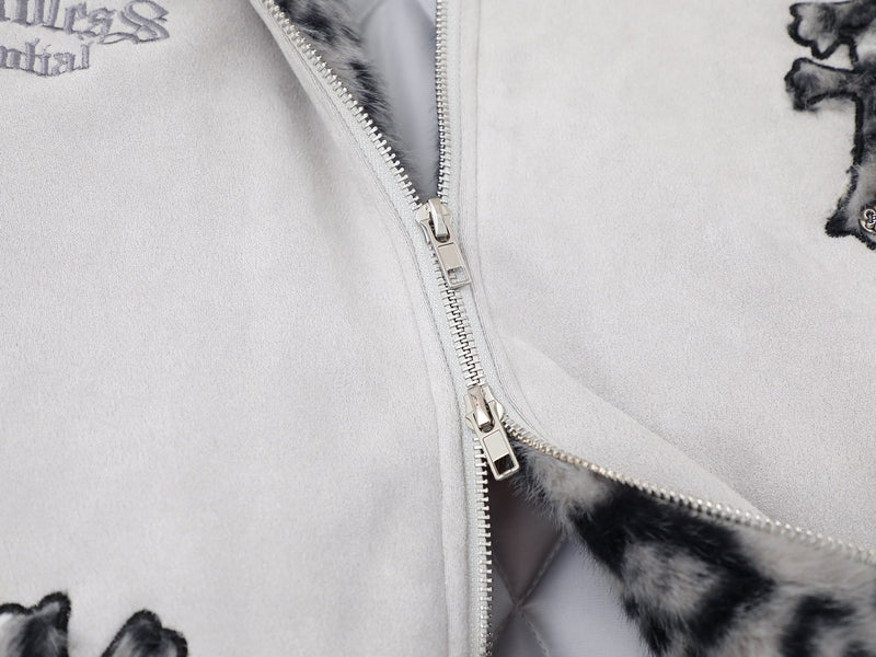 Cross Patch Faux Fur Hood Bomber Jacket | Streetwear