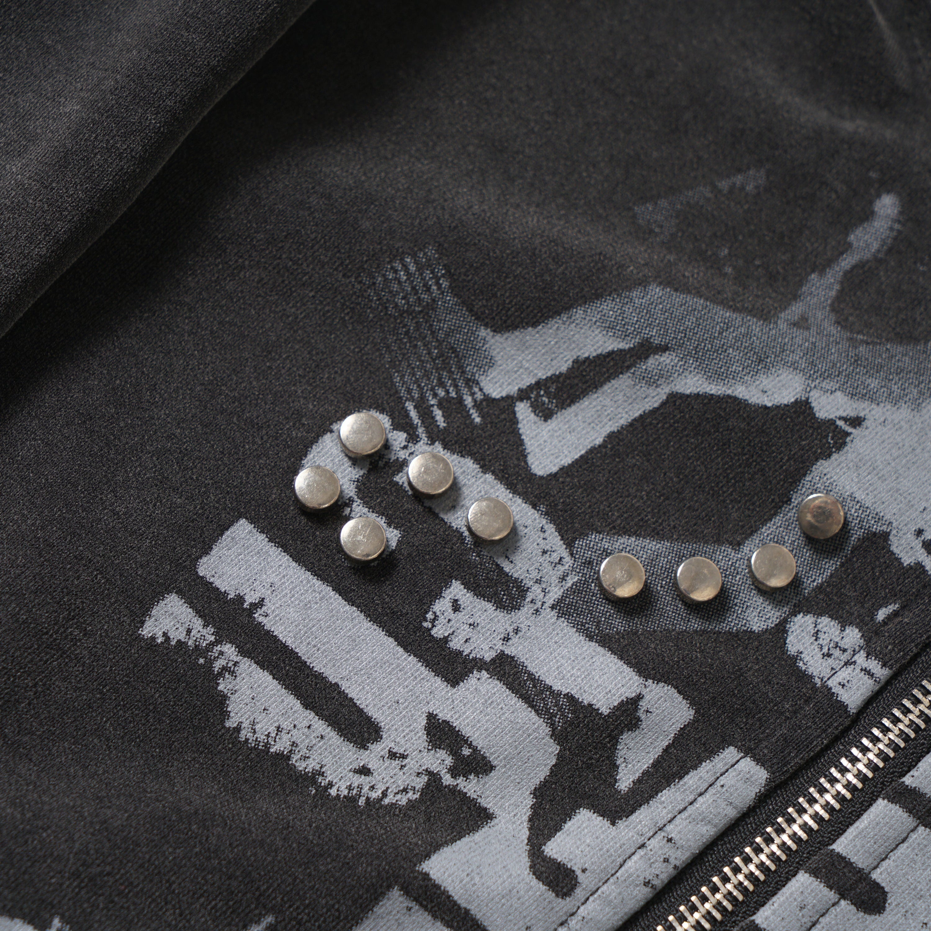 Omirad Punk Washed Zip Hoodie | Grunge Streetwear Cropped
