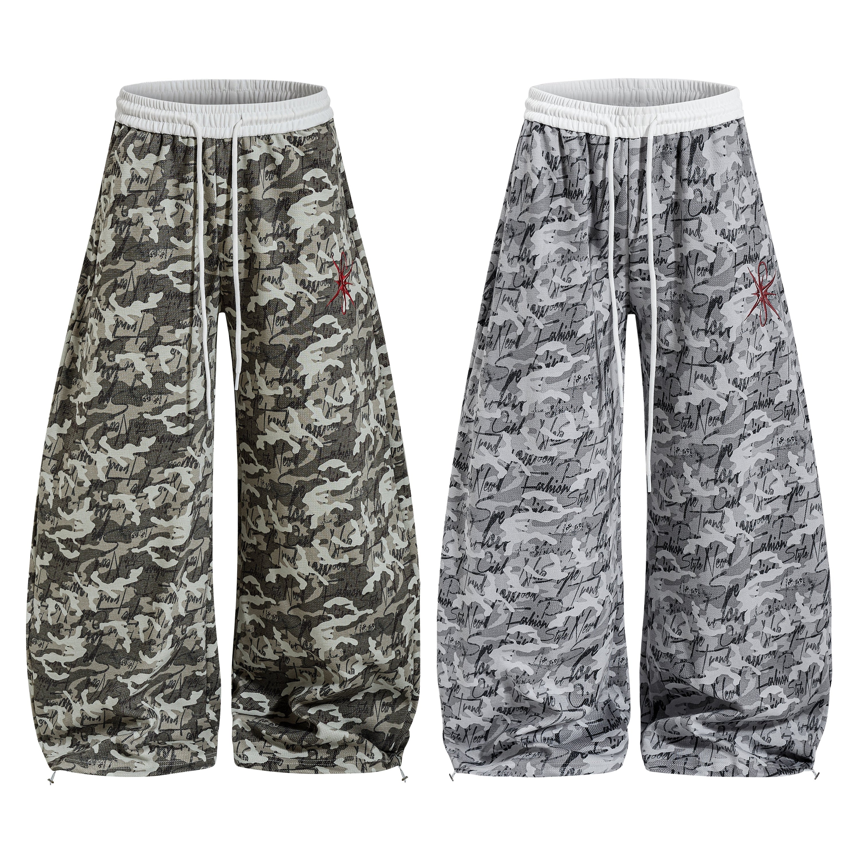 Omirad Camo Script Wide-Leg Streetwear Pants