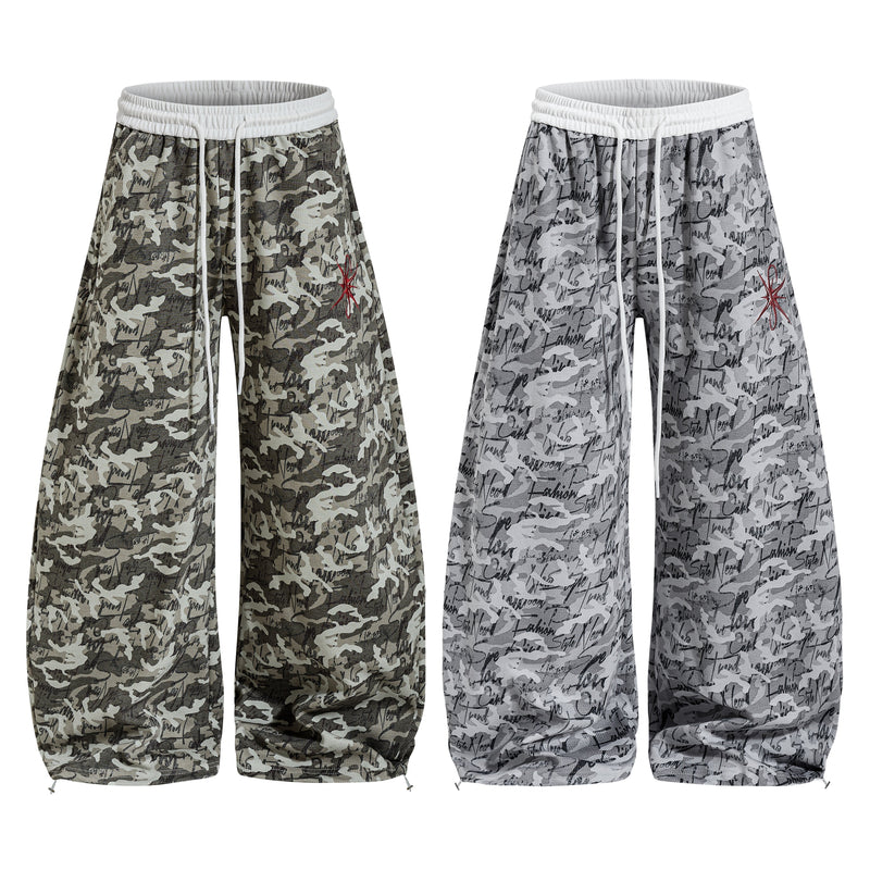Omirad Camo Script Wide-Leg Streetwear Pants