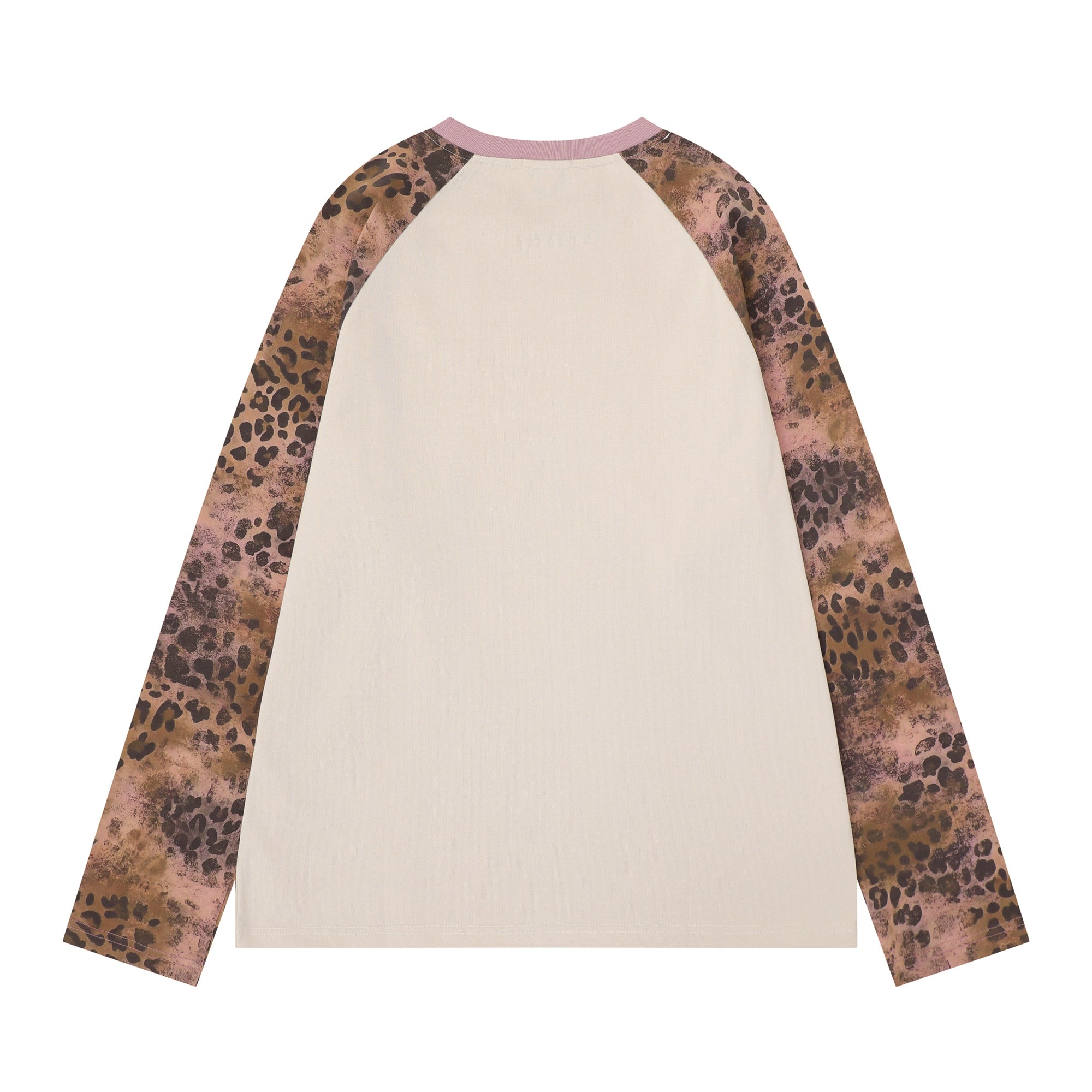 Leopard Print Raglan Long Sleeve Tee | Oversized Streetwear