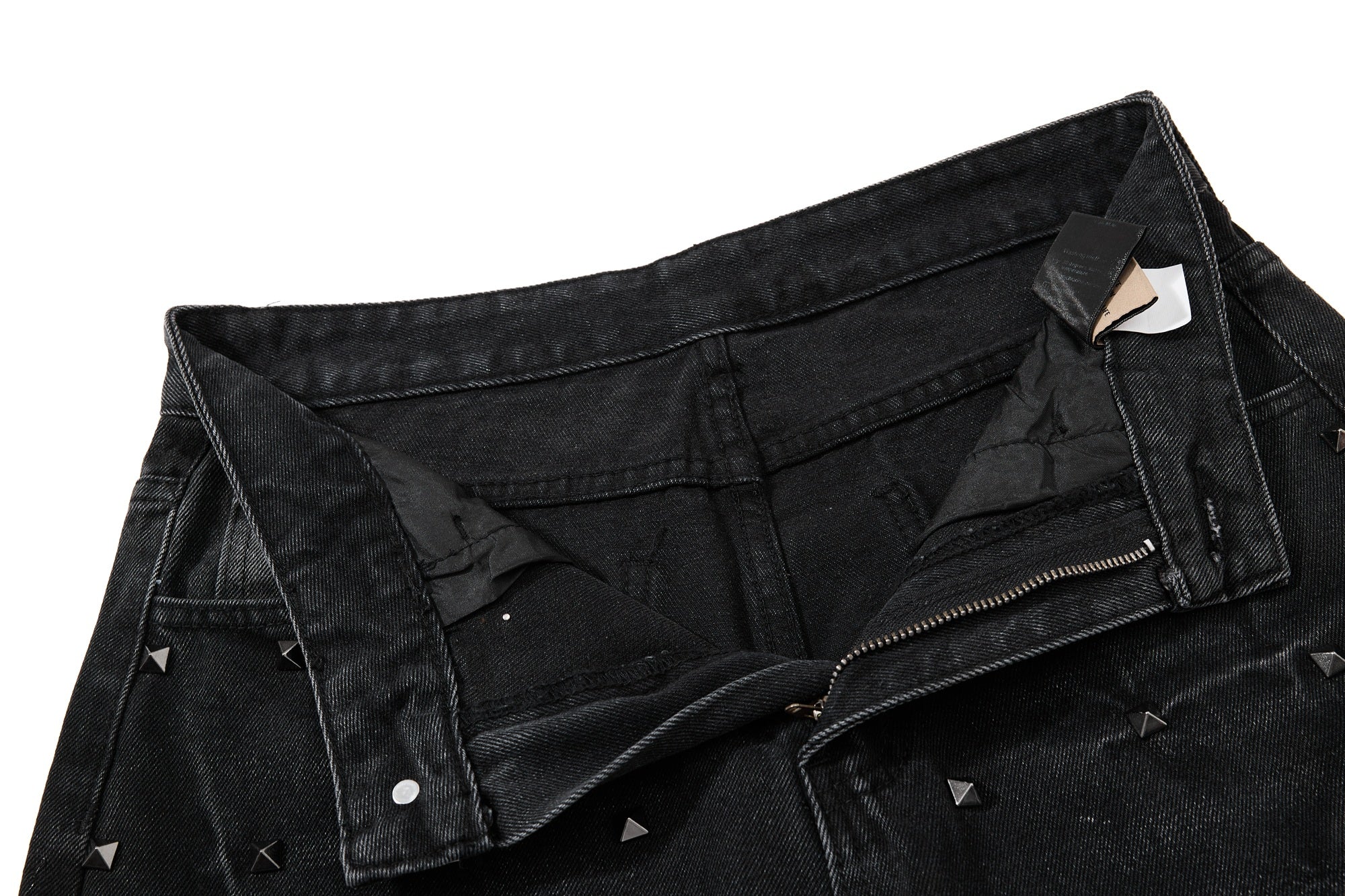 Studded Wide-Leg Denim Jeans | Vintage Black Streetwear
