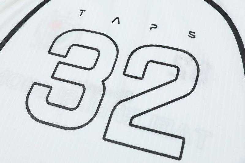 White soccer jersey tee with bold black 32 graphic and TAPS lettering on the chest