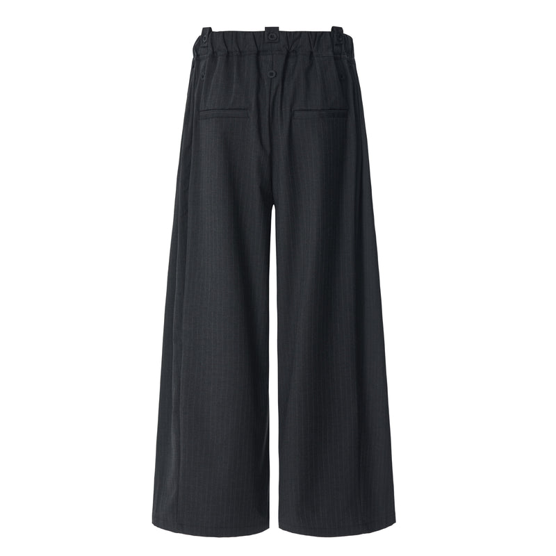 Dual-Button Pinstripe Wide-Leg Trousers | Relaxed Fit