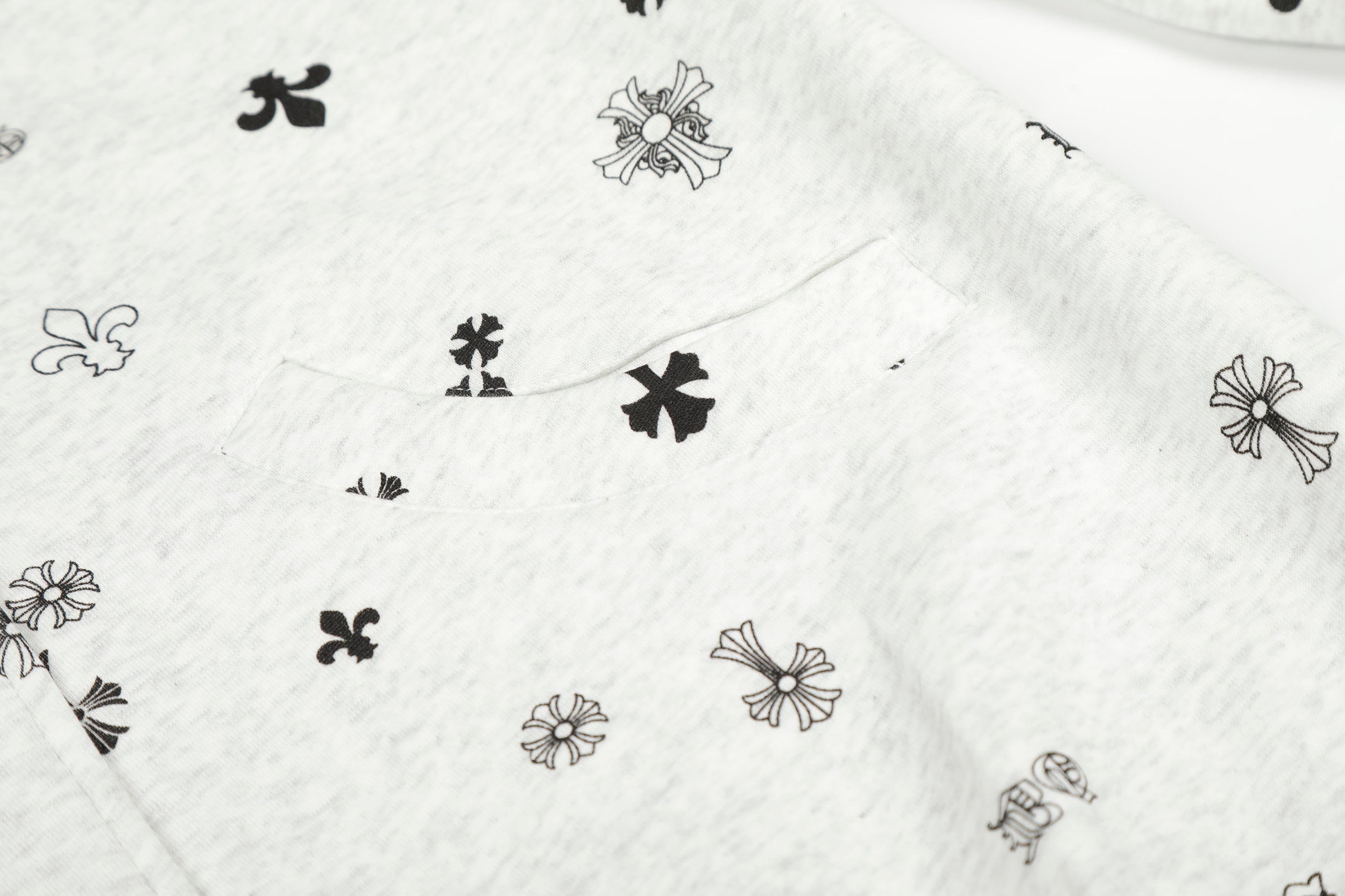 All-Over Gothic Cross Print Hooded Zip Jacket | Streetwear