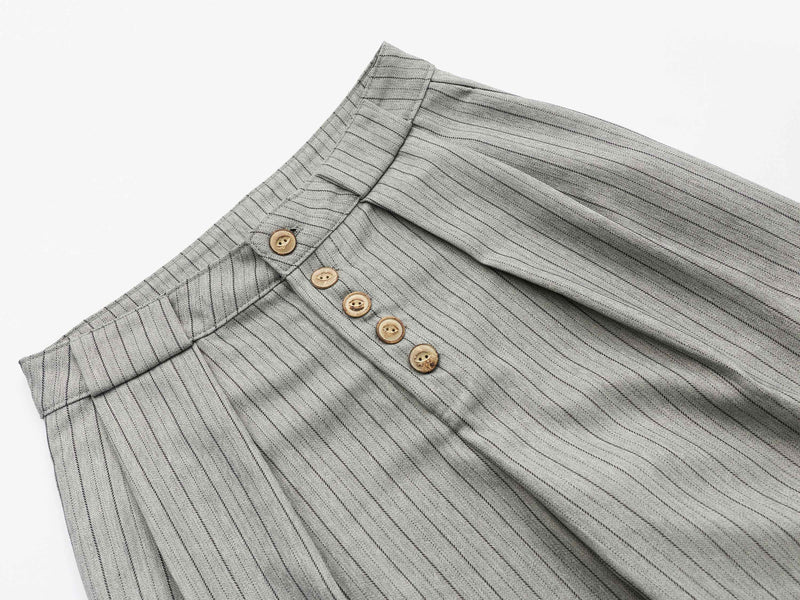 Deconstructed Pinstripe Wide-Leg Trousers | Retro Tailored Fit