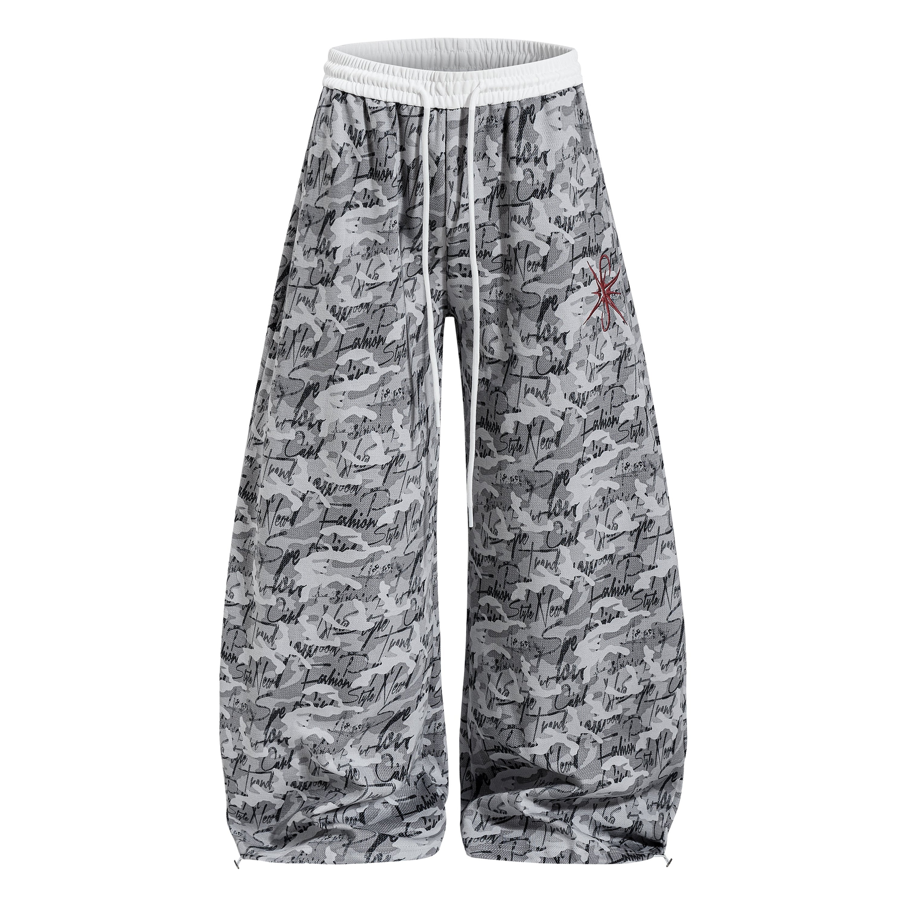 Omirad Camo Script Wide-Leg Streetwear Pants