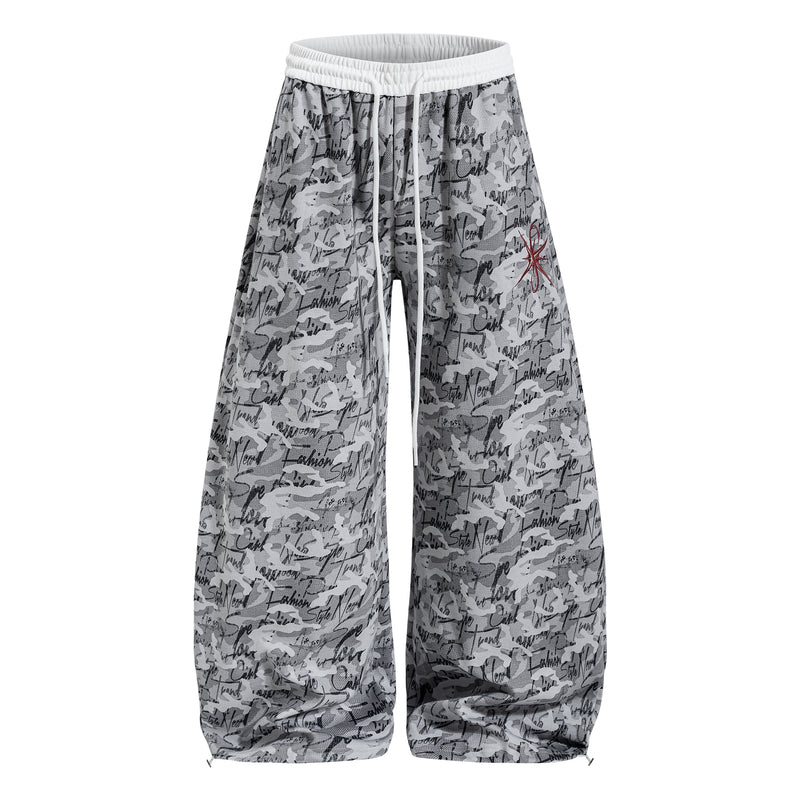 Omirad Camo Script Wide-Leg Streetwear Pants