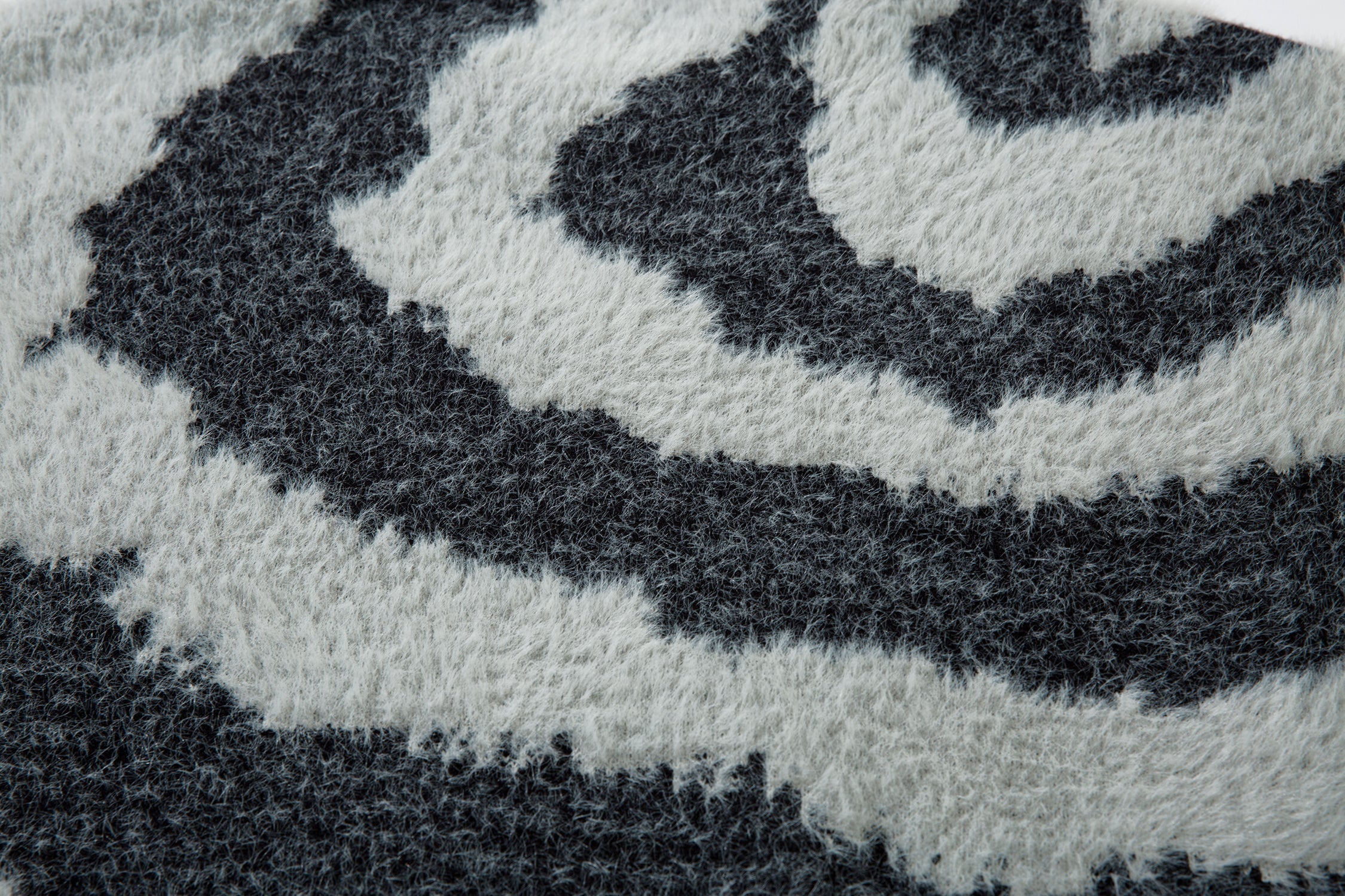 Zebra Print Fluffy Knit Sweater | Oversized Crew Neck