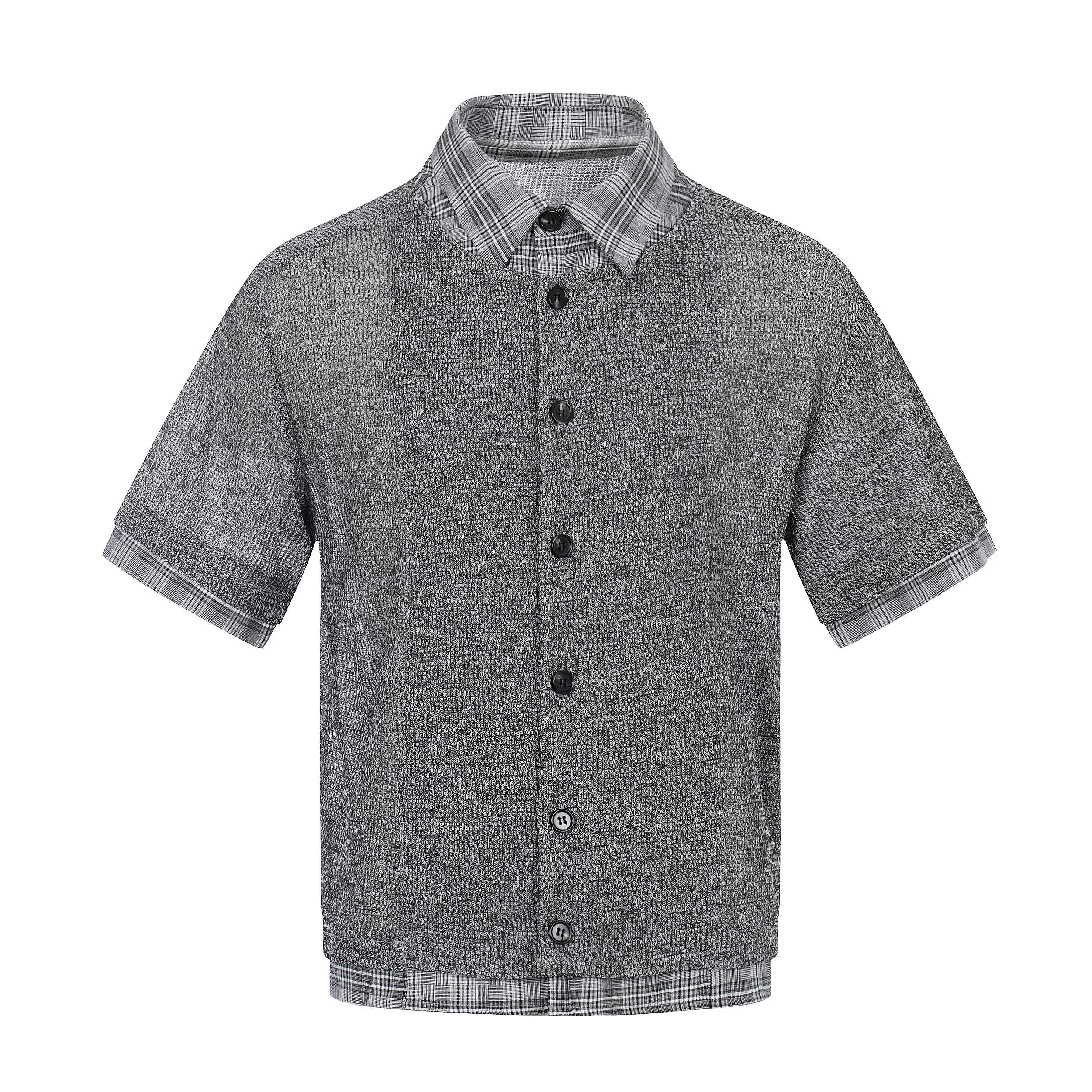 Omirad Layered Knit Check Shirt | Textured Cotton Streetwear
