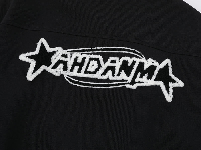 Patchwork Cat Varsity Jacket | Graphic Star Embroidery