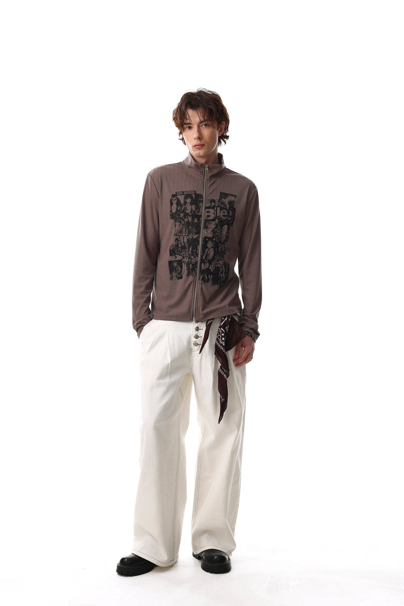 Omirad Graphic Zip Track Jacket | Punk Collage Print