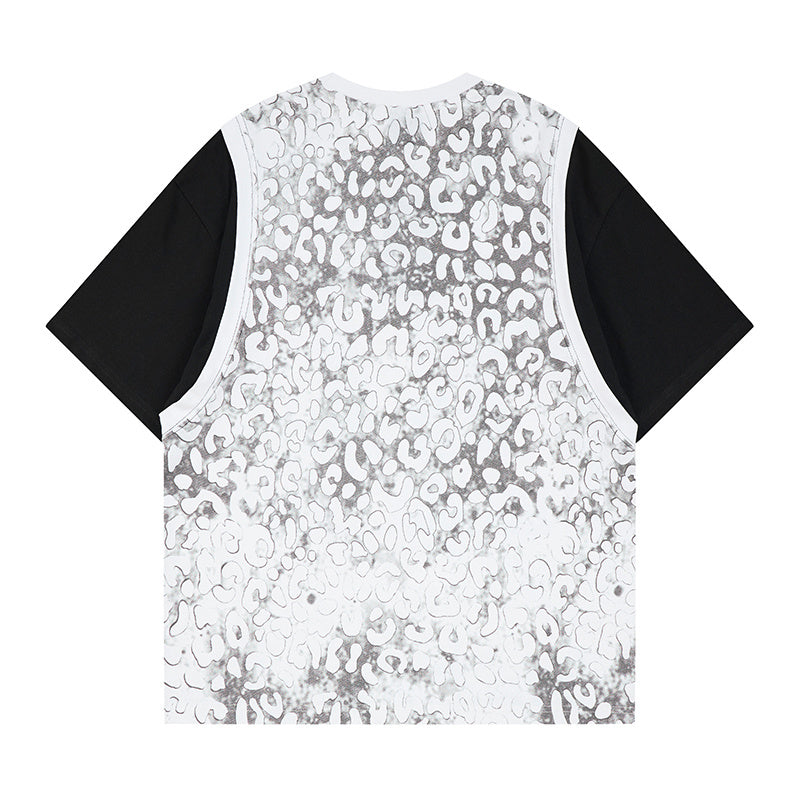 Leopard Mesh Layered Graphic T-Shirt | Varsity Streetwear