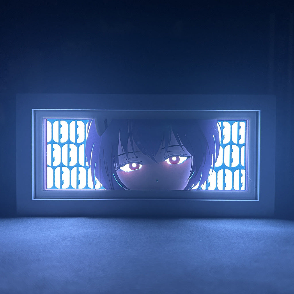 福音派動漫燈盒 -  Rei Ayanami 3D LED燈，具有動態變色效果