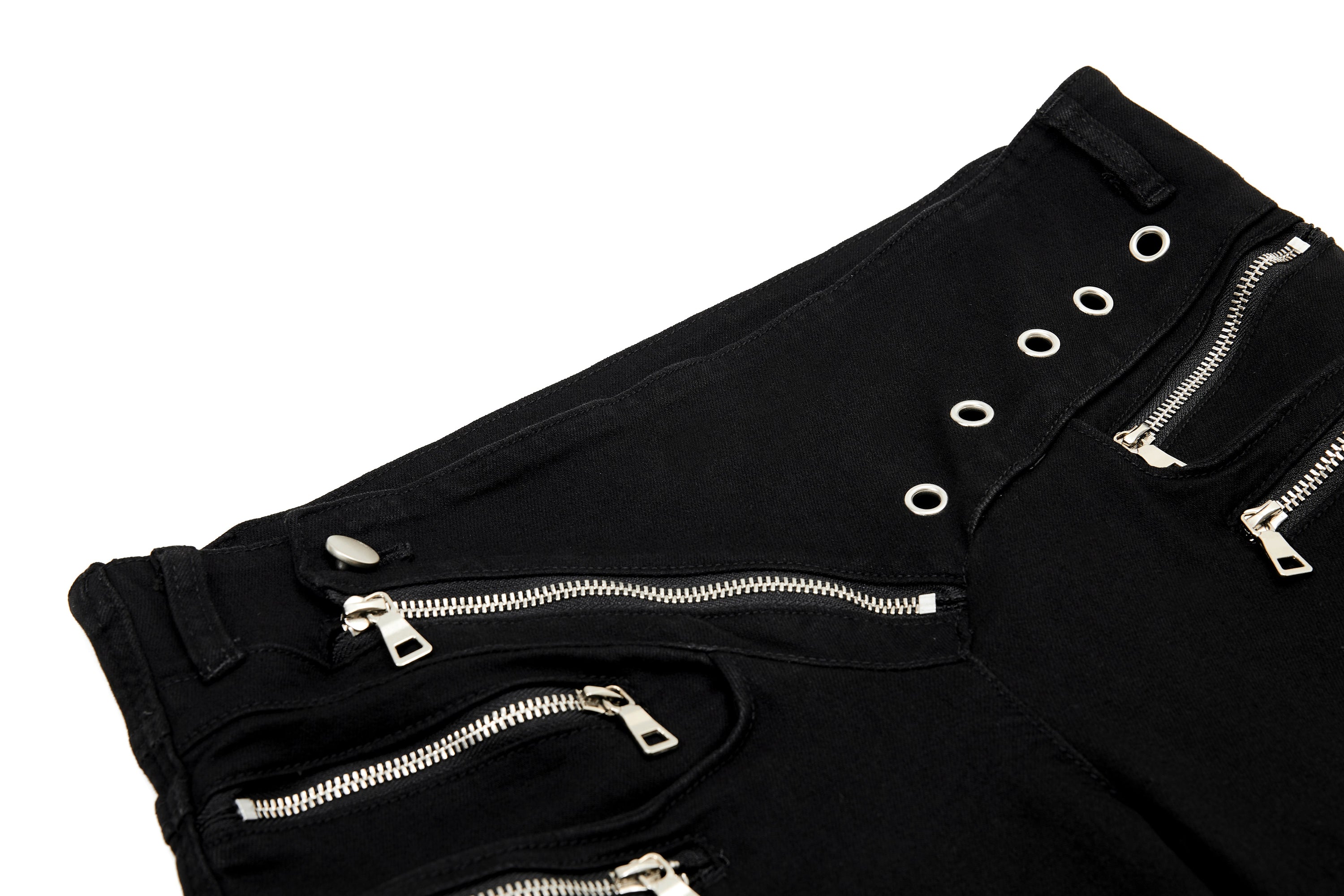 Asymmetrical Zipper Detail Wide-Leg Flared Pants | Black