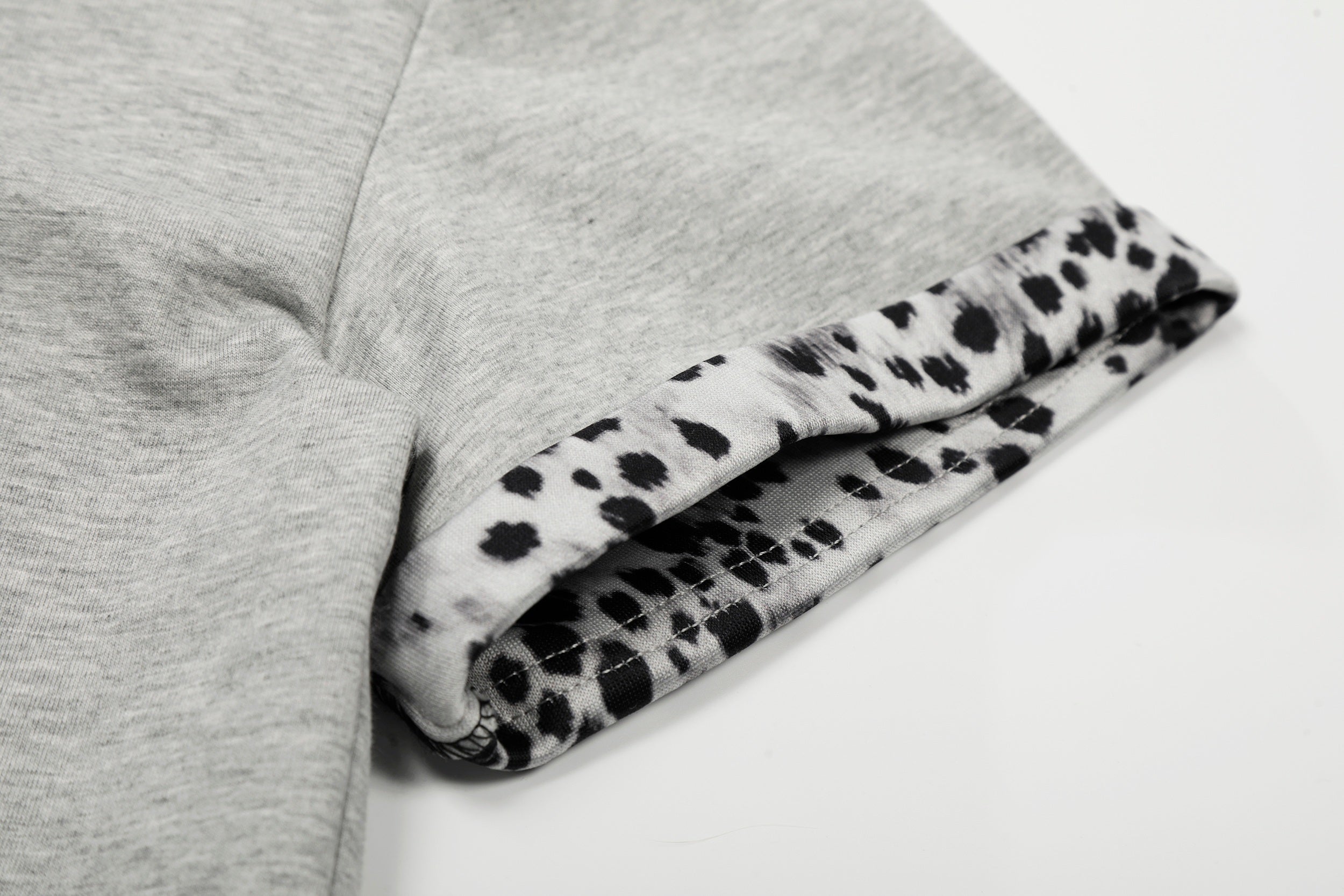 Leopard Trim Quarter-Zip Polo Shirt | Streetwear Cotton Tee