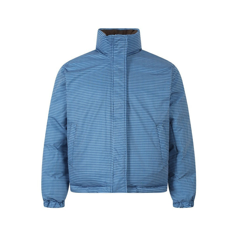 Reversible Hooded Puffer Jacket | Brown & Blue Check