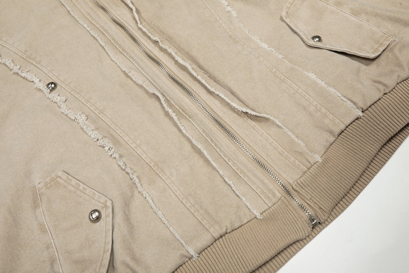 Washed Shearling-Lined Denim Hooded Bomber Jacket